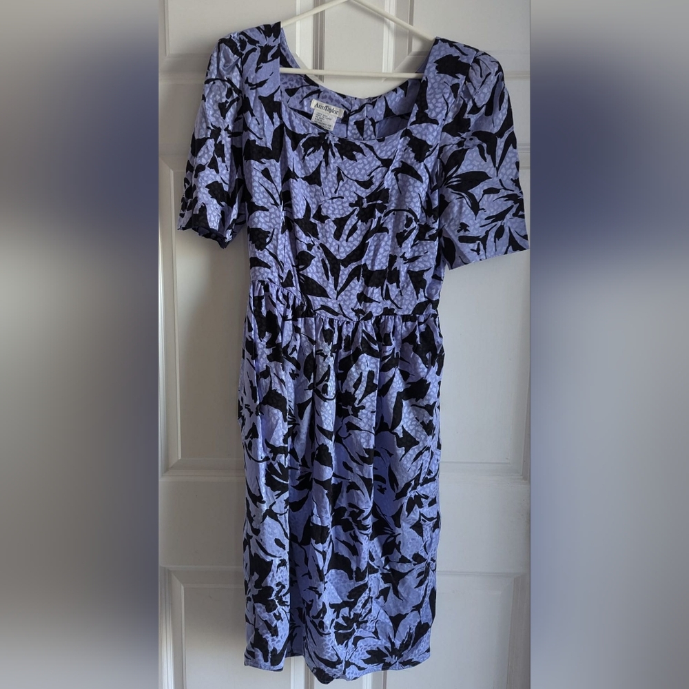 Ann Taylor Purple And Black Silk Dress